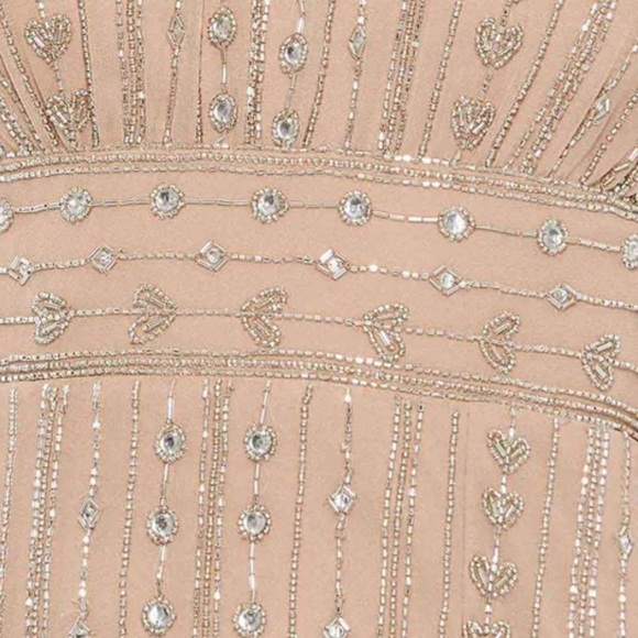 Mac Duggal Beige Beaded Cap Sleeve Dress - Great for Weddings and Formal Events - Picture 4 of 7